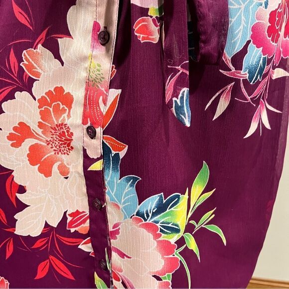 Express long sleeve floral mini dress with under slip with belt size Small - Picture 6 of 14